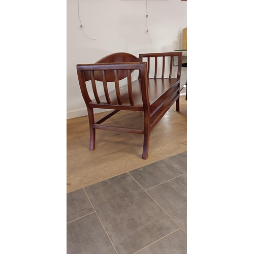 6 - Wooden bench with arm rest and mouldings