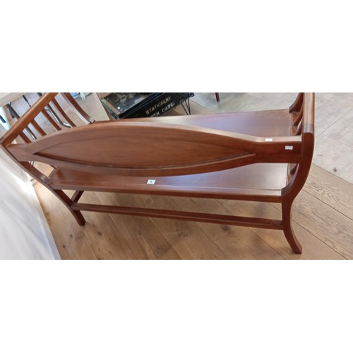 6 - Wooden bench with arm rest and mouldings