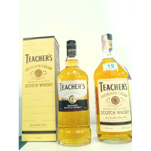 19 - Teachers Highland Cream whisky 70cl 40 Vol & 1L Teachers whisky 40 vol