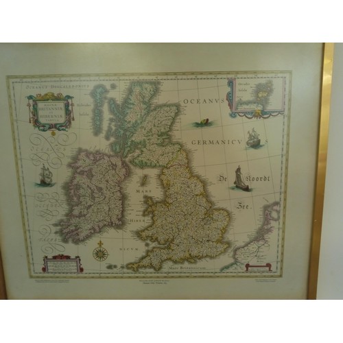 22 - Vintage map of Britain framed