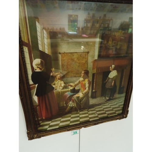 39 - Dutch interior with soldiers after a painting by Pieter De Hooch circa 1909