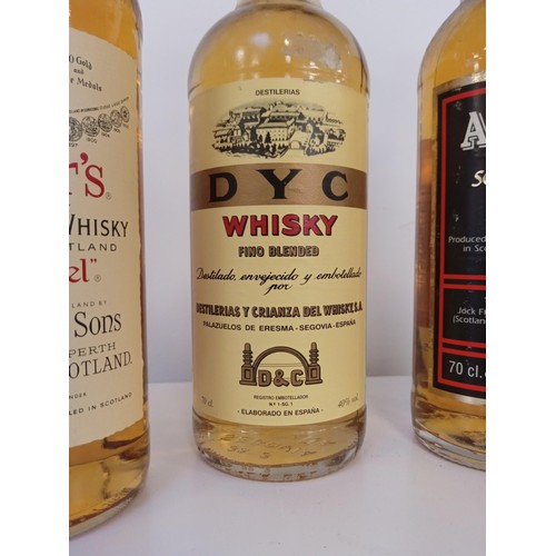 24 - 3 bottles of whisky Dewar's, White Label 75cl 43.5 vol, DYC whisky Fino blended 70 cl 40 vol & Alway... 