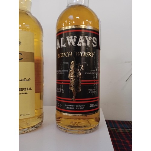 24 - 3 bottles of whisky Dewar's, White Label 75cl 43.5 vol, DYC whisky Fino blended 70 cl 40 vol & Alway... 