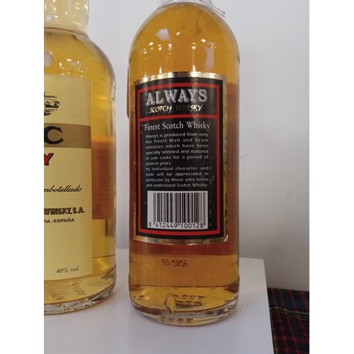 24 - 3 bottles of whisky Dewar's, White Label 75cl 43.5 vol, DYC whisky Fino blended 70 cl 40 vol & Alway... 