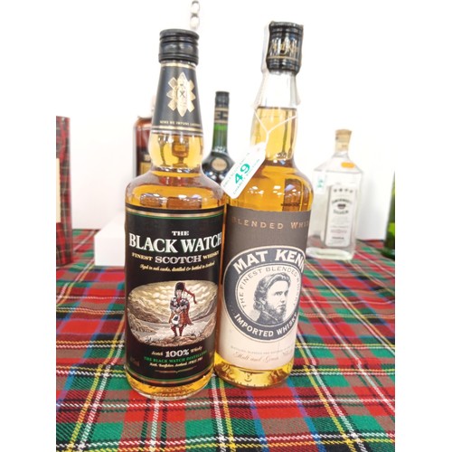 49 - The Black Watch finest scotch whisky 40vol 70cl & Mat Kenn imported whisky 70cl 40 vol