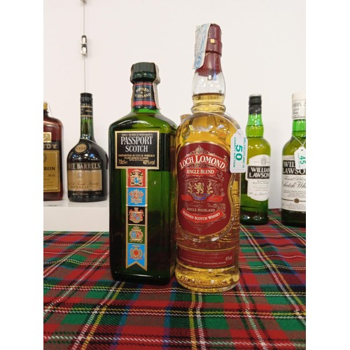 50 - Passport Scotch whisky 40 vol 70cl & Loch Lomond single blend 0.7L 40 vol