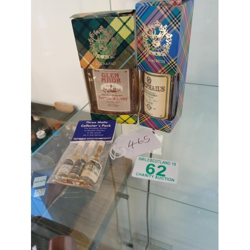 62 - Glen Mhor 8 year old & MacPhails 10 year old pure malt scotch whisky from Islay both 5cl 40 vol & 3 ... 