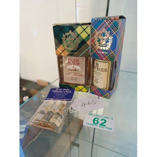 62 - Glen Mhor 8 year old & MacPhails 10 year old pure malt scotch whisky from Islay both 5cl 40 vol & 3 ... 