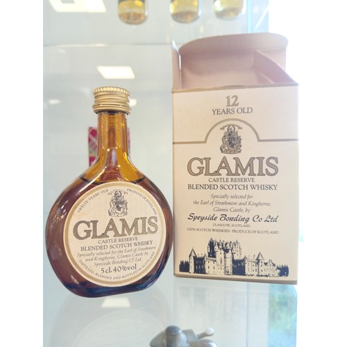 64 - Queen Anne 70 proof, Crawfords 70 proof miniatures both in tartan boxes & Glamis Castle reserve 12 y... 