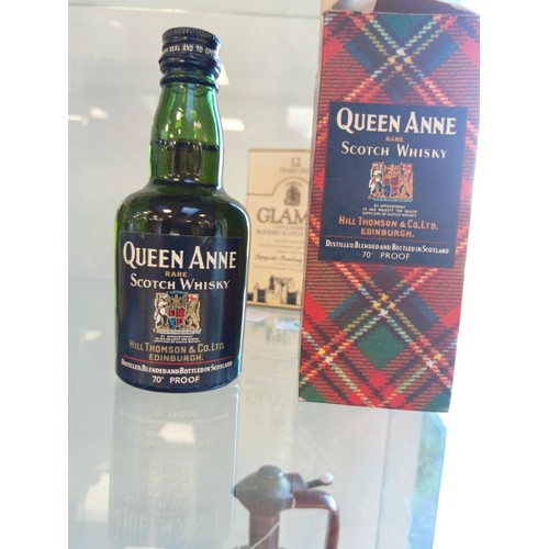 64 - Queen Anne 70 proof, Crawfords 70 proof miniatures both in tartan boxes & Glamis Castle reserve 12 y... 