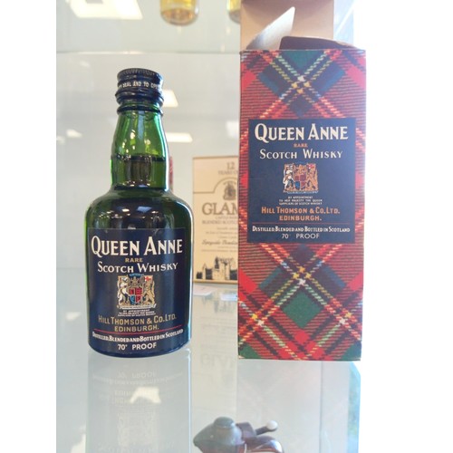 64 - Queen Anne 70 proof, Crawfords 70 proof miniatures both in tartan boxes & Glamis Castle reserve 12 y... 