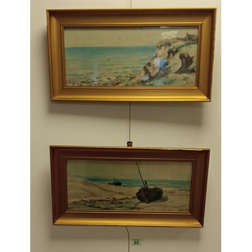 88 - 2 Paintings by S.O.N two seascape paintings