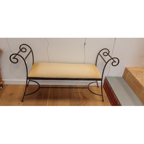 89 - French style classical form iron formed bench