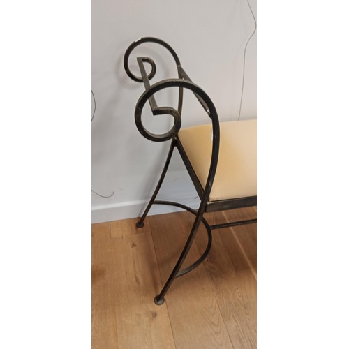 89 - French style classical form iron formed bench