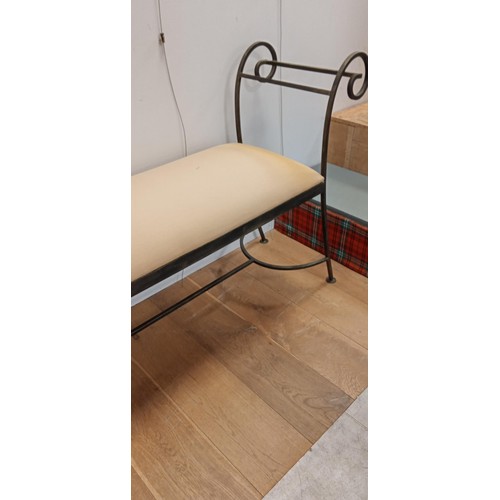 89 - French style classical form iron formed bench