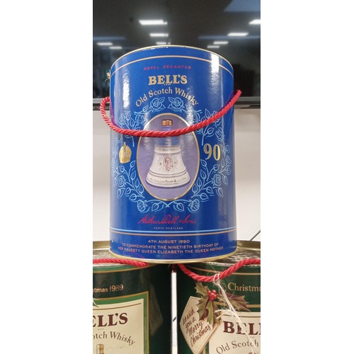 90 - Christmas Whisky bells 1989 & 91 plus Queen Mother Bell