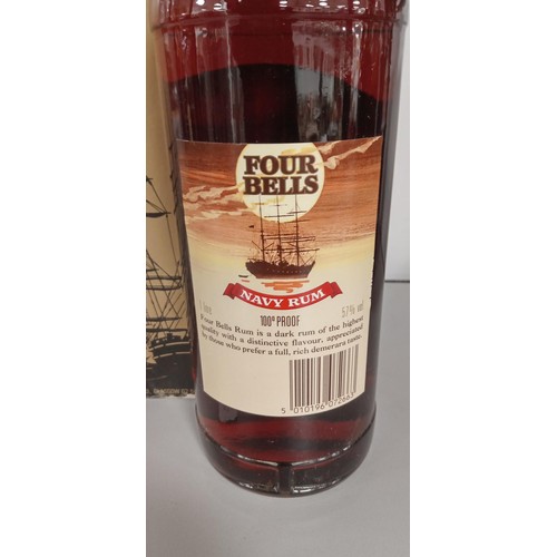 192 - Four Bells Naval Rum 100 proof 57 vol in original box plus Southern Comfort 70cl 40 vol with free gl... 