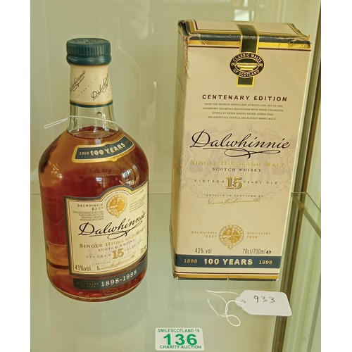 136 - Dalwhinnie centenary edition 15 year old 43 vol 70cl in original box