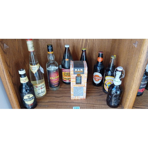 155 - Selection of vintage beers plus Shirima Cachaca Brazil 40 vol 0.7L miniature Jack Daniels with glass... 