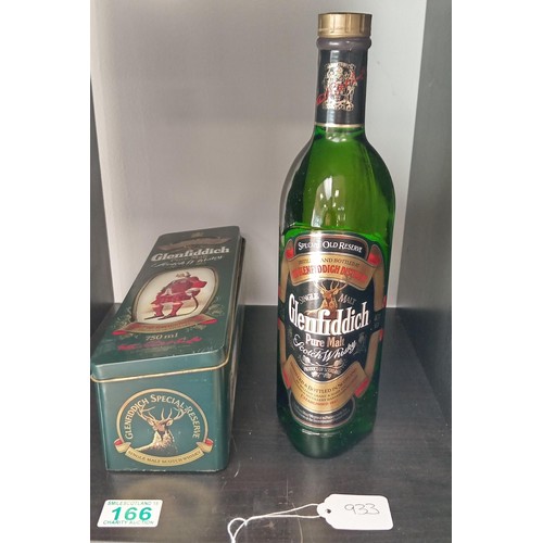 166 - Glenfiddich pure malt whisky in original clan of the highlands tin House of Stewart 40 vol 75cl