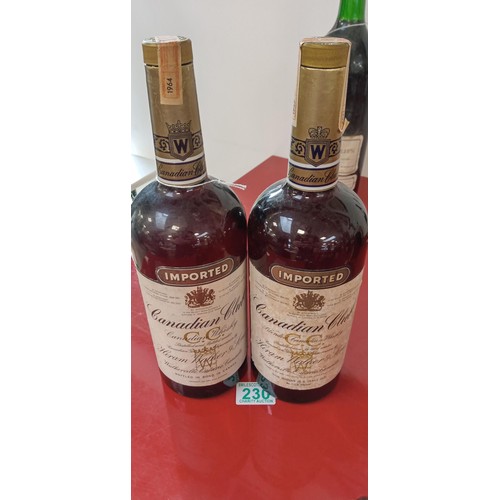 230 - 2 Vintage bottles Canadian Club CC Whisky