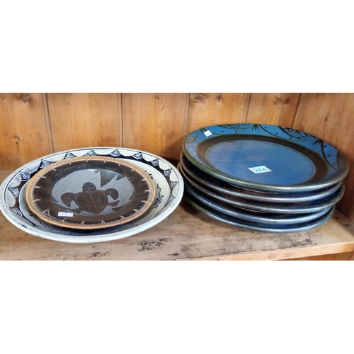 244 - Selection of hand painted Gymp plates plus others