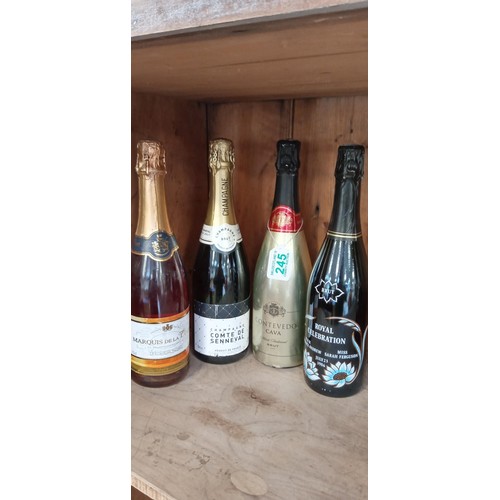 245 - 4 Bottles of fizz to include Champagne, Cava and more