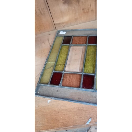 257 - 4 vintage small stained glass windowpanes slight damage to one