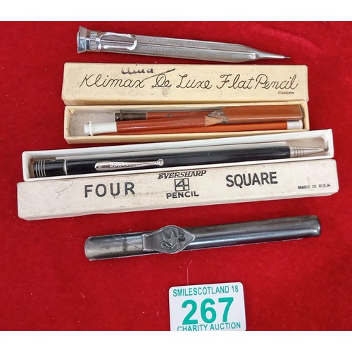 267 - Vintage Eversharp 4 square pencil plus other collectable pencils and a pocket pen, pencil protector