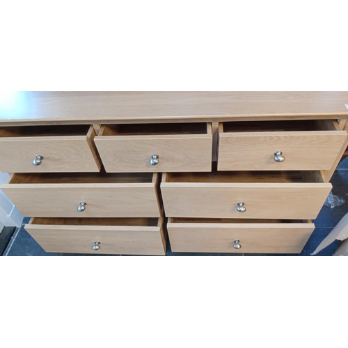 2 - Limed oak 3 over 4 drawer side board