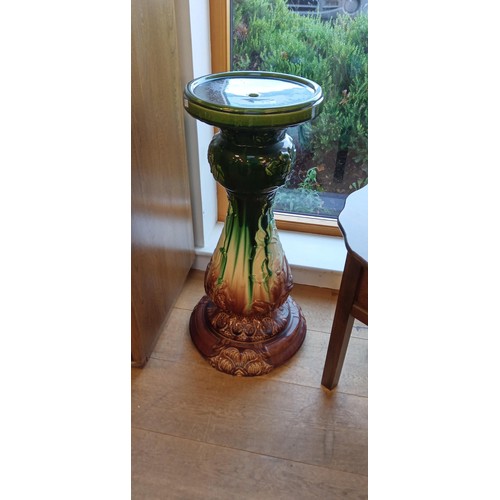 13 - Vintage Art Nouveau Majolica blended glaze Jardiniere stand