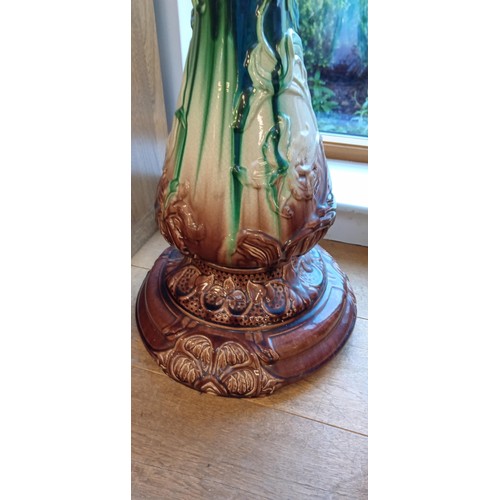 13 - Vintage Art Nouveau Majolica blended glaze Jardiniere stand