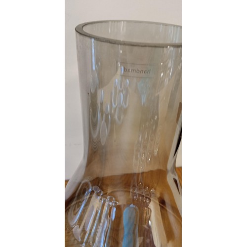 18 - Handmade vintage smoked glass countertop vase