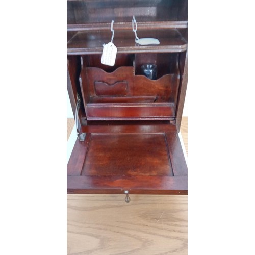 19 - Vintage Travelling mahogany portable writing cabinet with glass ink well