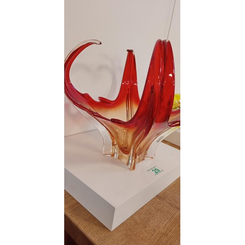 29 - Large Merano glass sculptured red bowl