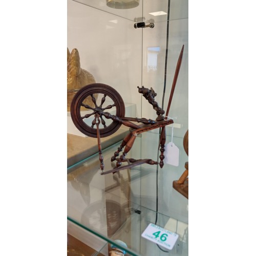 46 - 3 miniature model spinning wheels of different eras