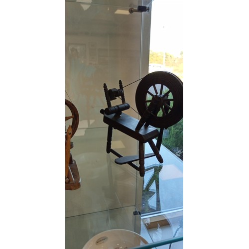 46 - 3 miniature model spinning wheels of different eras