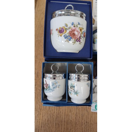 67 - Royal Worcester collection of egg coddlers plus dainty salty and pepper