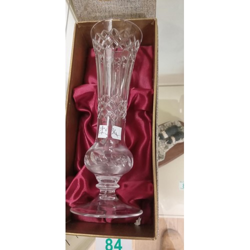 84 - Whitefriars English handmade crystal vase in original box