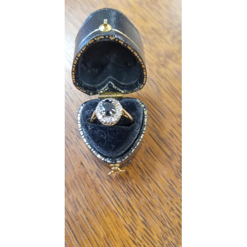 97 - 14ct gold and sapphire ring size M approx.