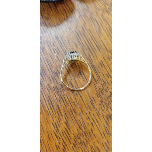 97 - 14ct gold and sapphire ring size M approx.