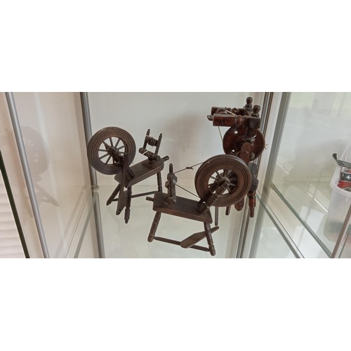 129 - Selection of 3 miniature model spinning wheels