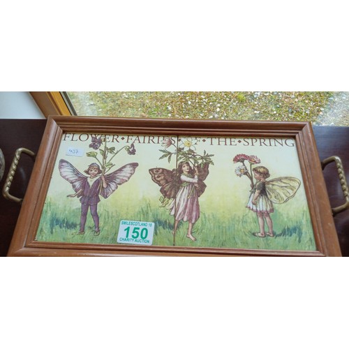 150 - Flower fairies tile tray plus paper weight and glassware