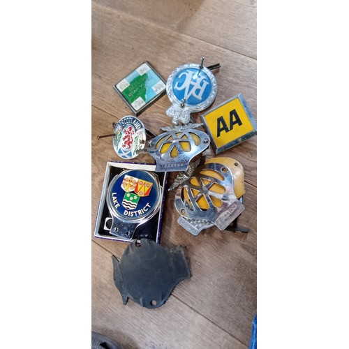 158 - Collection of car badges AA, RAC, Lake District and more