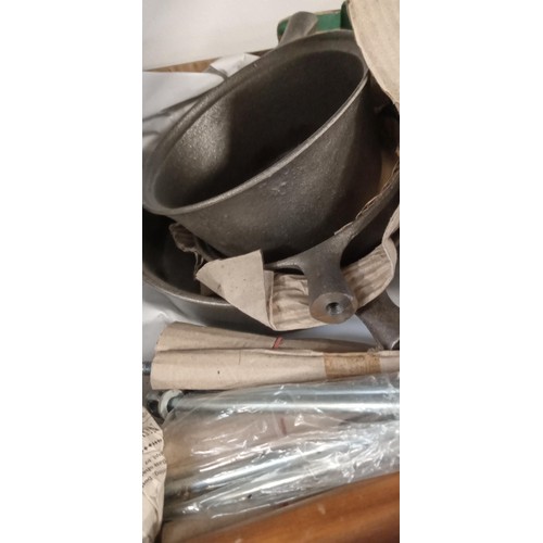 166 - Unseasoned cast iron saucepans with handles