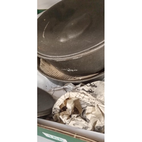 166 - Unseasoned cast iron saucepans with handles