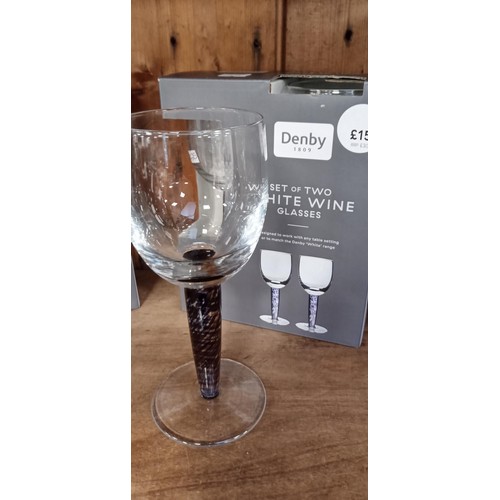 207 - 6 Denby white wine glasses