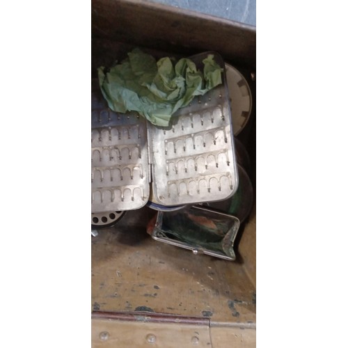 230 - Metal box with fishing contents