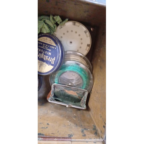 230 - Metal box with fishing contents