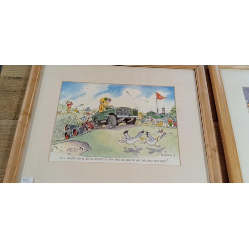 238 - 8 framed P Wilford Land Rover comedy prints